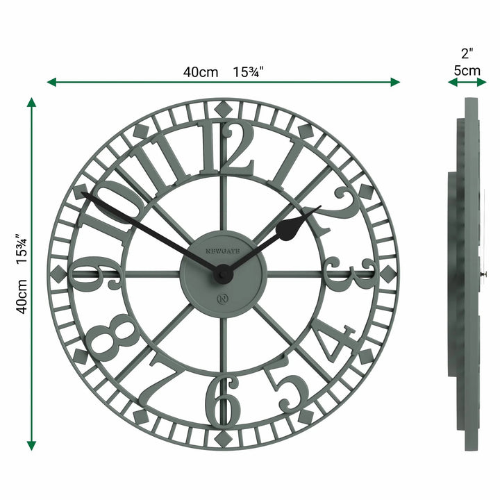 Newgate Warehouse Open Skeleton Wall Clock Asparagus Green 40cm NG-WAREH-ASG 6