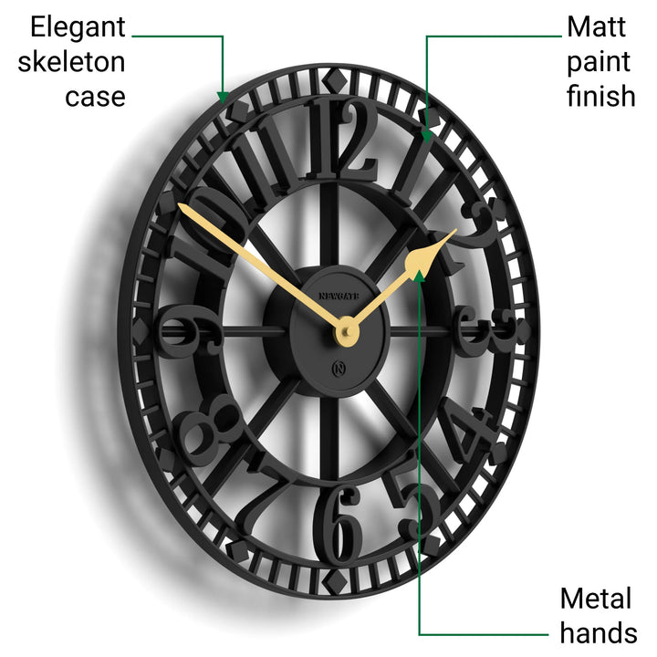 Newgate Warehouse Open Skeleton Wall Clock Black 40cm NG-WAREH-K 5