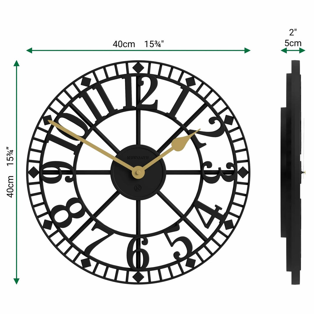 Newgate Warehouse Open Skeleton Wall Clock Black 40cm NG-WAREH-K 6