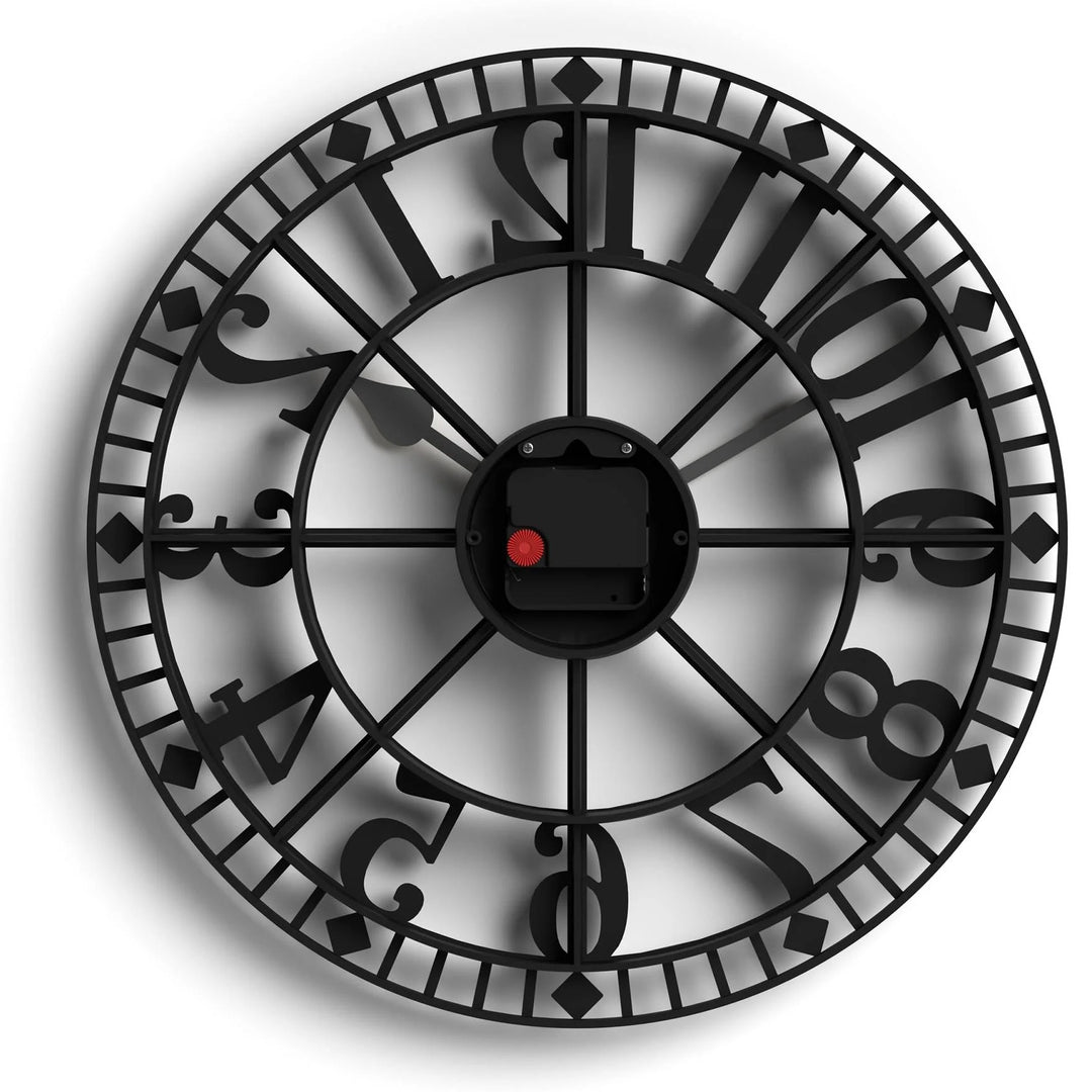 Newgate Warehouse Open Skeleton Wall Clock Black 40cm NG-WAREH-K 7