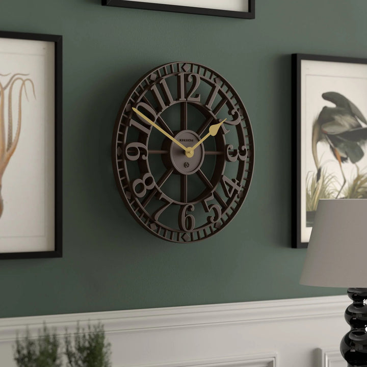 Newgate Warehouse Open Skeleton Wall Clock Mocha Brown 40cm NG-WAREH-MB 4