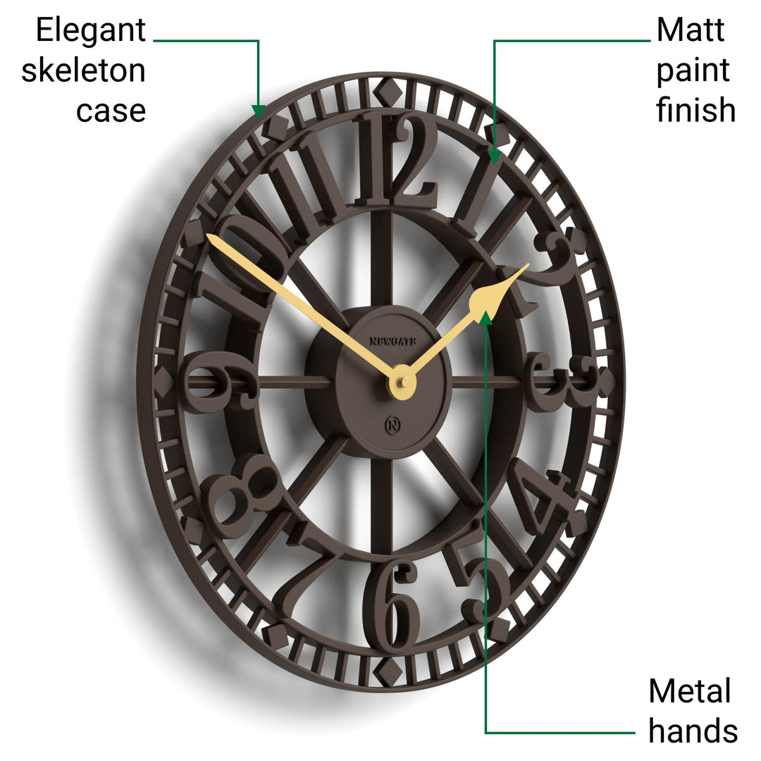 Newgate Warehouse Open Skeleton Wall Clock Mocha Brown 40cm NG-WAREH-MB 5