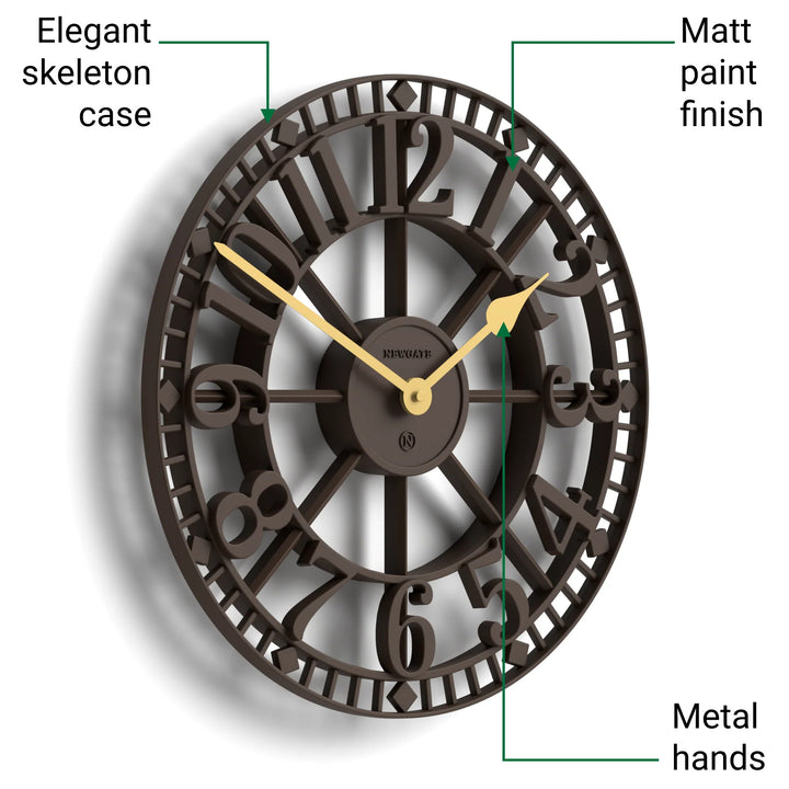 Newgate Warehouse Open Skeleton Wall Clock Mocha Brown 40cm NG-WAREH-MB 5