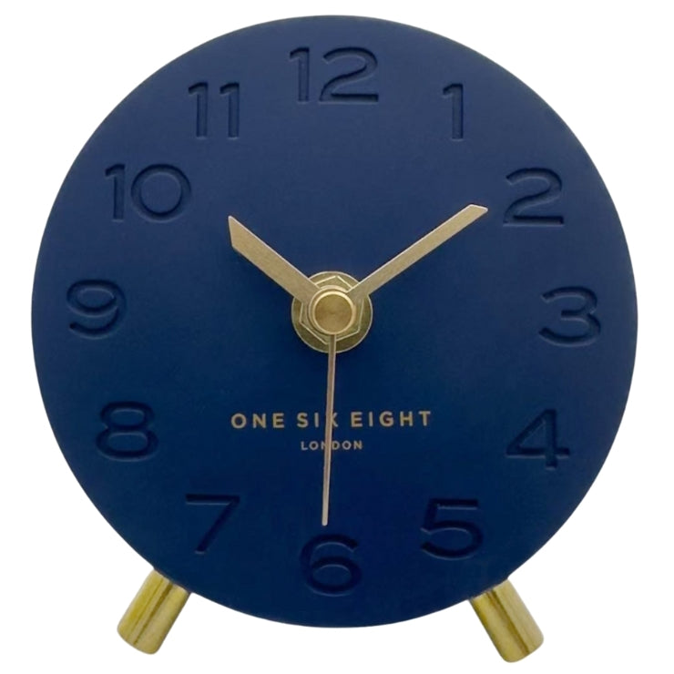 One Six Eight London Ariel Resin Debossed Desk Clock Ocean Blue 12cm 24029 1