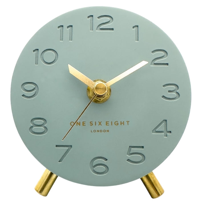 One Six Eight London Ariel Resin Debossed Desk Clock Sage Green 12cm 24030 1