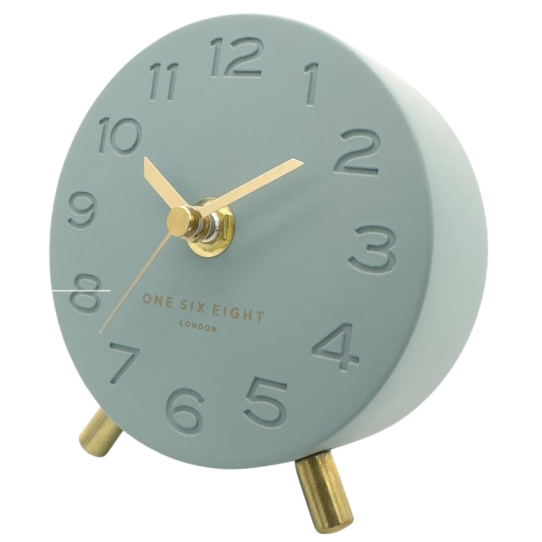 One Six Eight London Ariel Resin Debossed Desk Clock Sage Green 12cm 24030 2