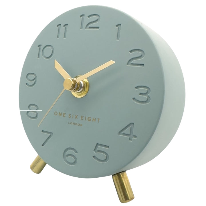 One Six Eight London Ariel Resin Debossed Desk Clock Sage Green 12cm 24030 2