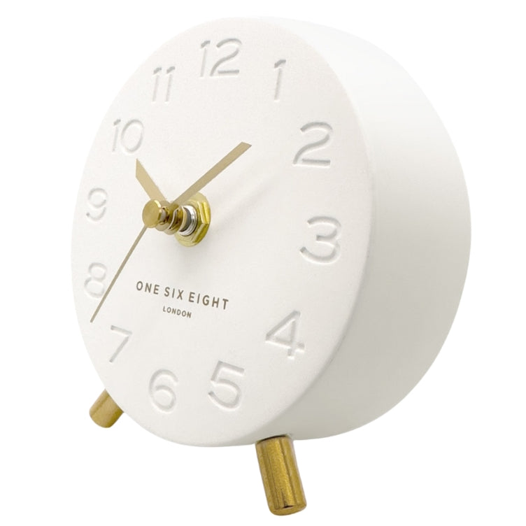 One Six Eight London Ariel Resin Debossed Desk Clock White 12cm 24028 2