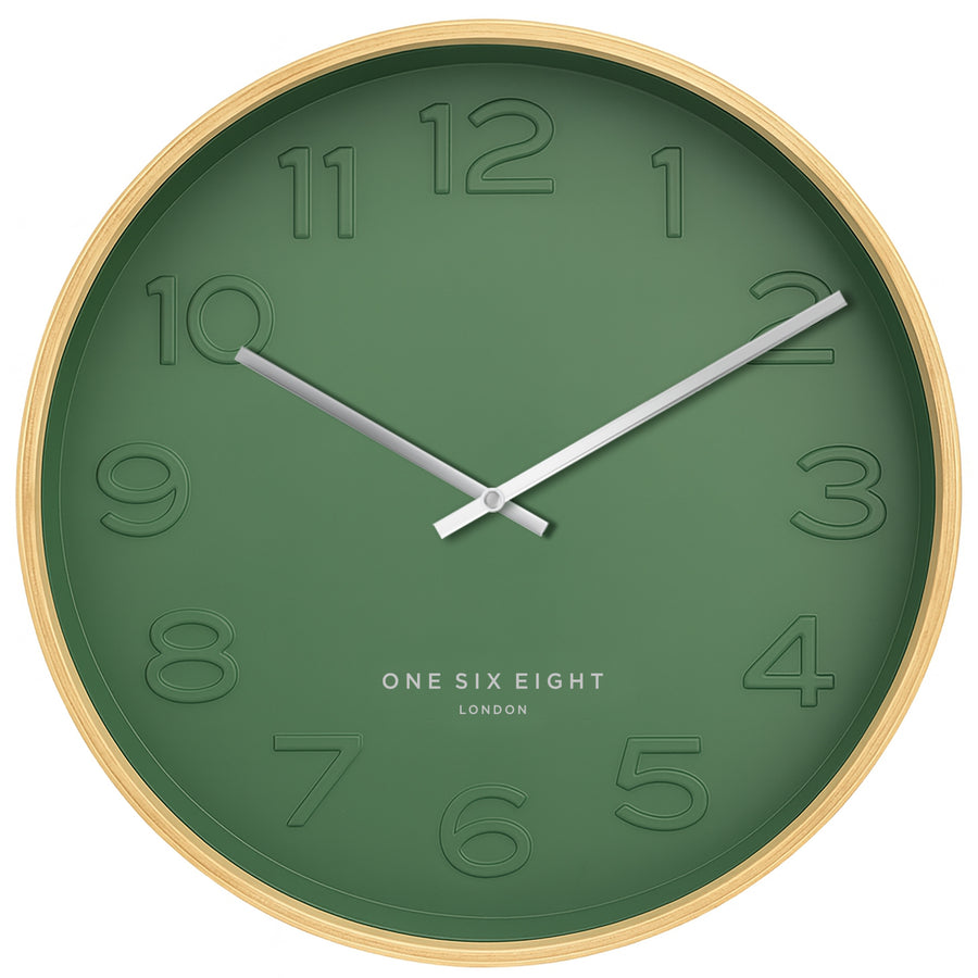 One Six Eight London Bella Wooden Wall Clock Forest Green 41cm 23217 1
