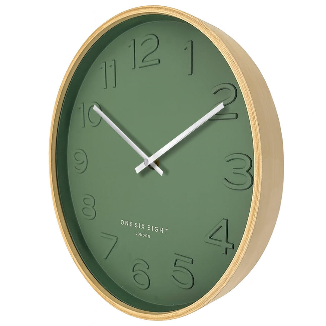 One Six Eight London Bella Wooden Wall Clock Forest Green 41cm 23217 2