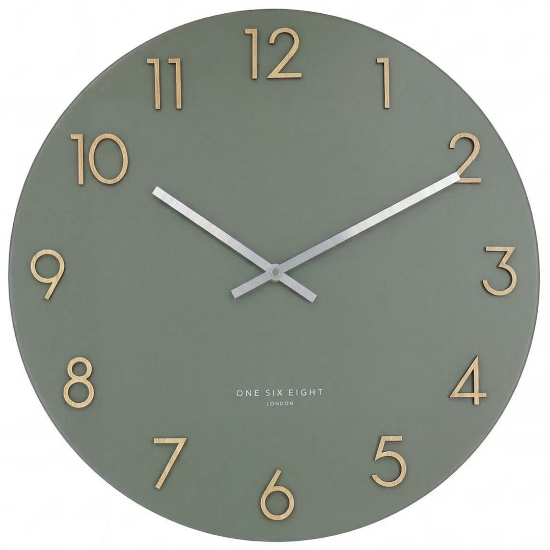 One Six Eight London Katelyn Metal Wall Clock Olive Green 40cm 24039 1