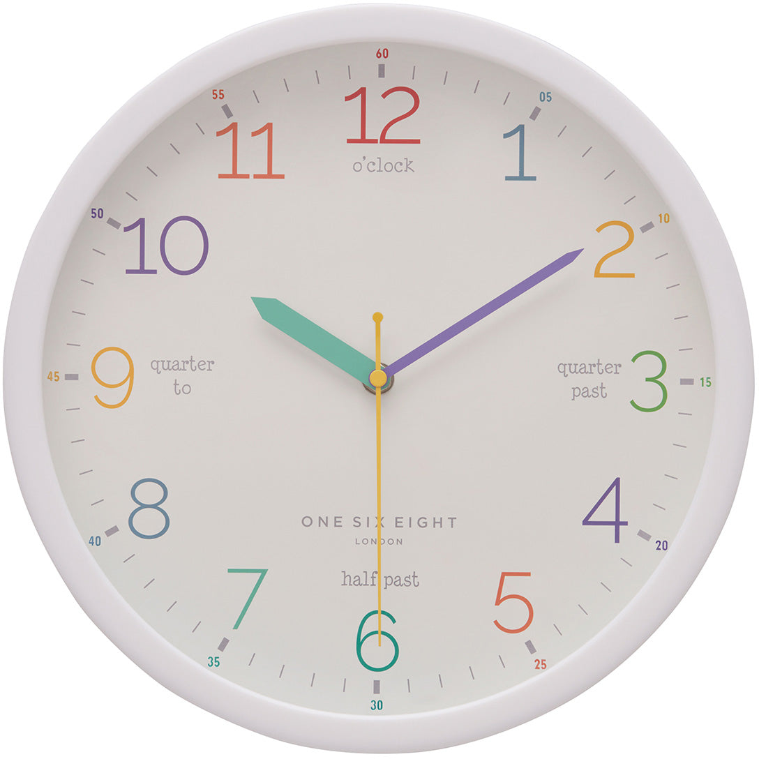 One Six Eight London Learn The Time Wall Clock White 30cm 22125 1