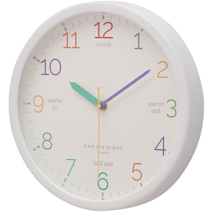 One Six Eight London Learn The Time Wall Clock White 30cm 22125 2