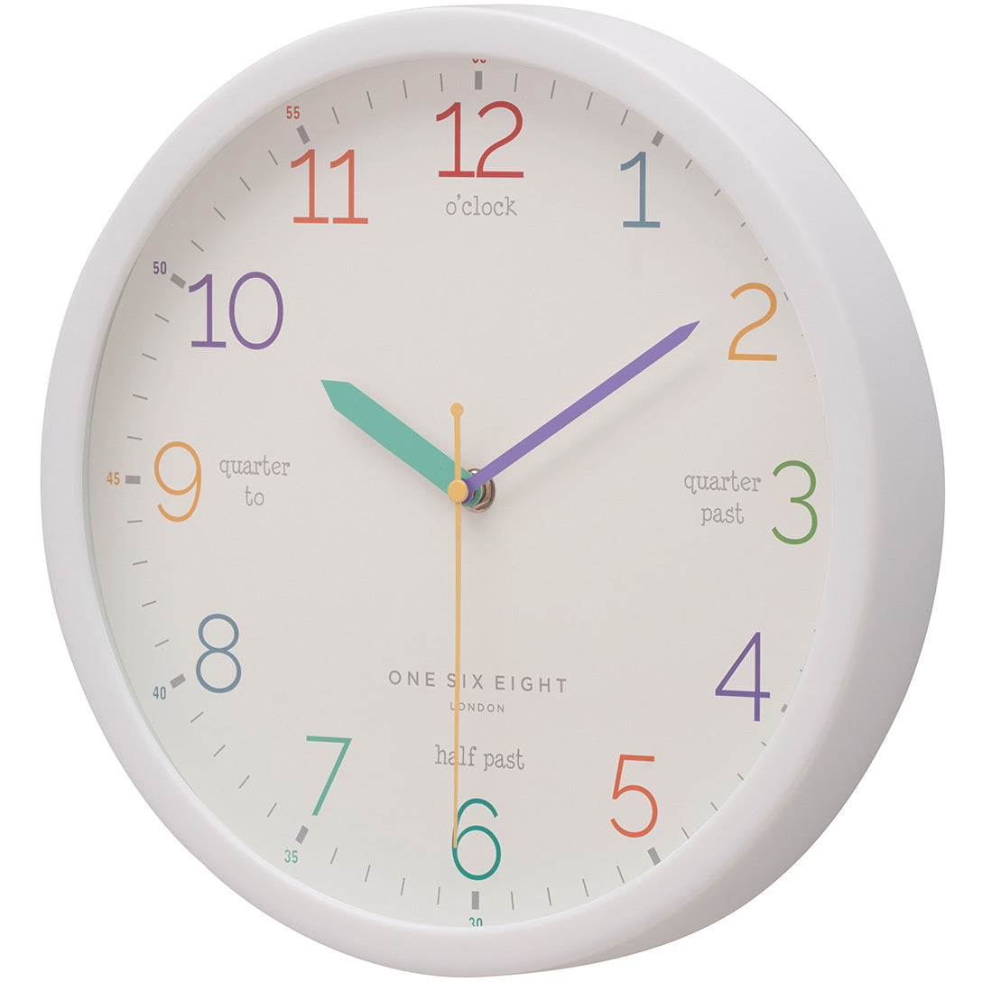 One Six Eight London Learn The Time Wall Clock White 30cm 22125 2