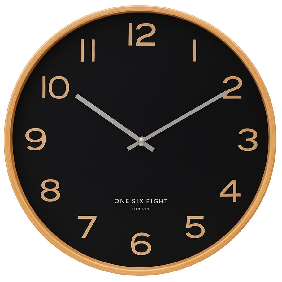 One Six Eight London Wallace Wooden Wall Clock Black 41cm 23221 1 #size_41cm