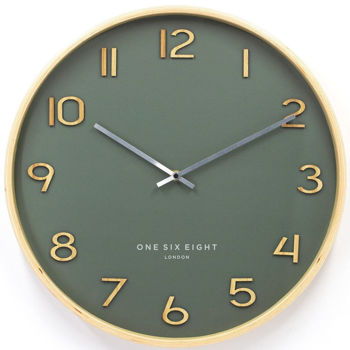 One Six Eight London Wallace Wooden Wall Clock Olive Green 30cm 24033 1 #size_30cm