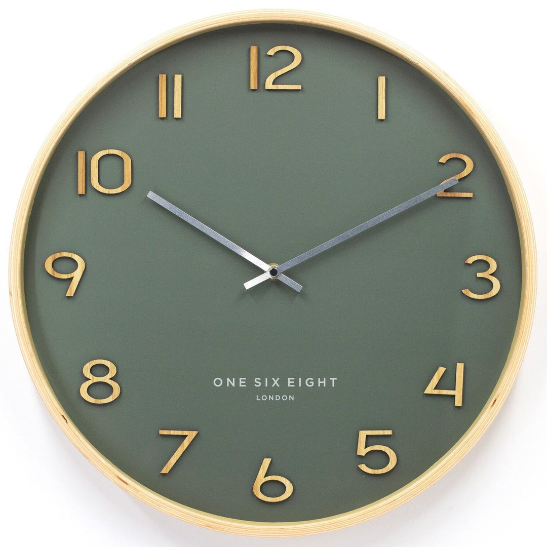 One Six Eight London Wallace Wooden Wall Clock Olive Green 53cm 23211 1 #size_53cm