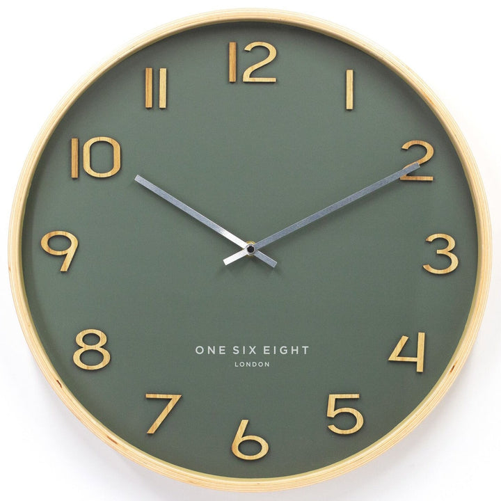 One Six Eight London Wallace Wooden Wall Clock Olive Green 53cm 23211 1 #size_53cm