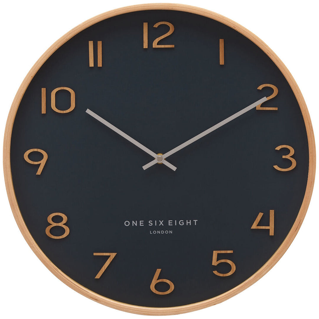 One Six Eight London Wallace Wooden Wall Clock Petrol Blue 30cm 24032 1 #size_30cm