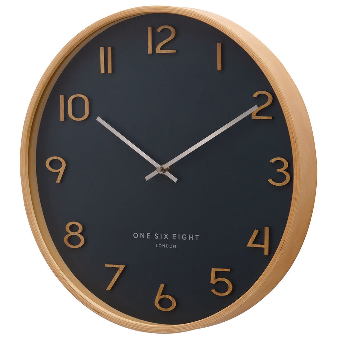 One Six Eight London Wallace Wooden Wall Clock Petrol Blue 30cm 24032 2 #size_30cm