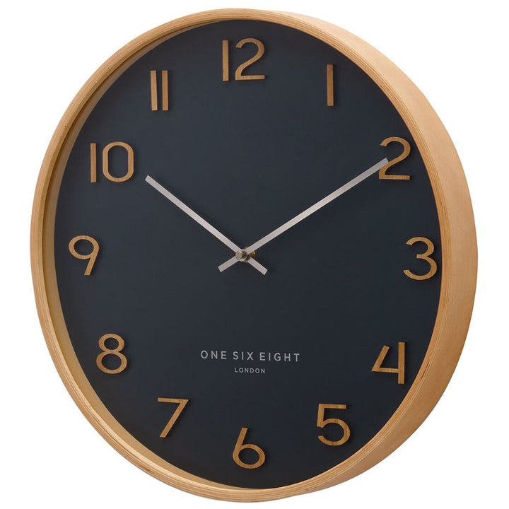 One Six Eight London Wallace Wooden Wall Clock Petrol Blue 30cm 24032 2 #size_30cm