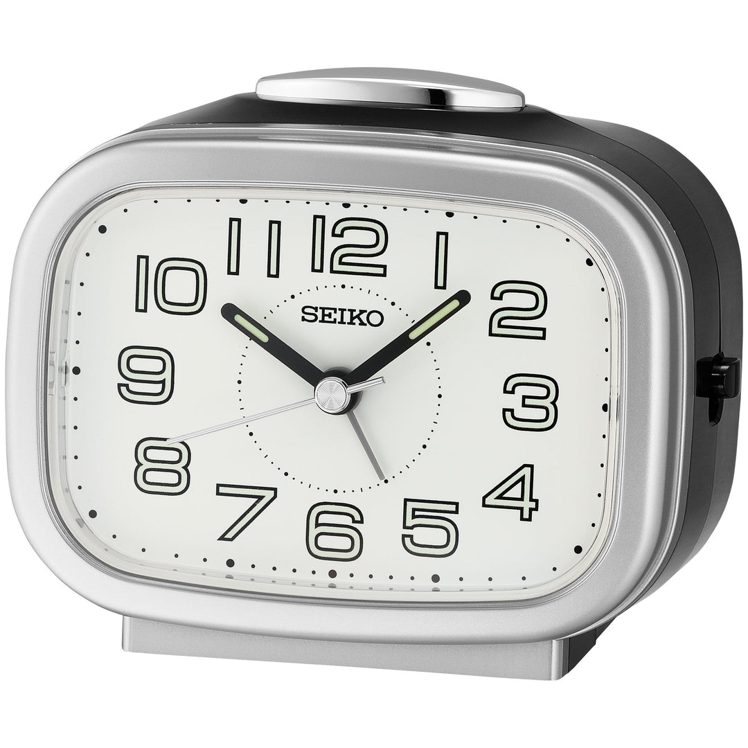 Seiko Amaro Luminous Analog Bedside Alarm Clock Silver 10cm QHK060-S 1