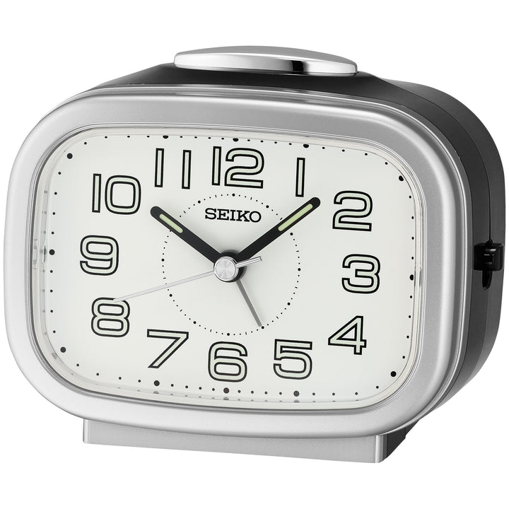 Seiko Amaro Luminous Analog Bedside Alarm Clock Silver 10cm QHK060-S 1