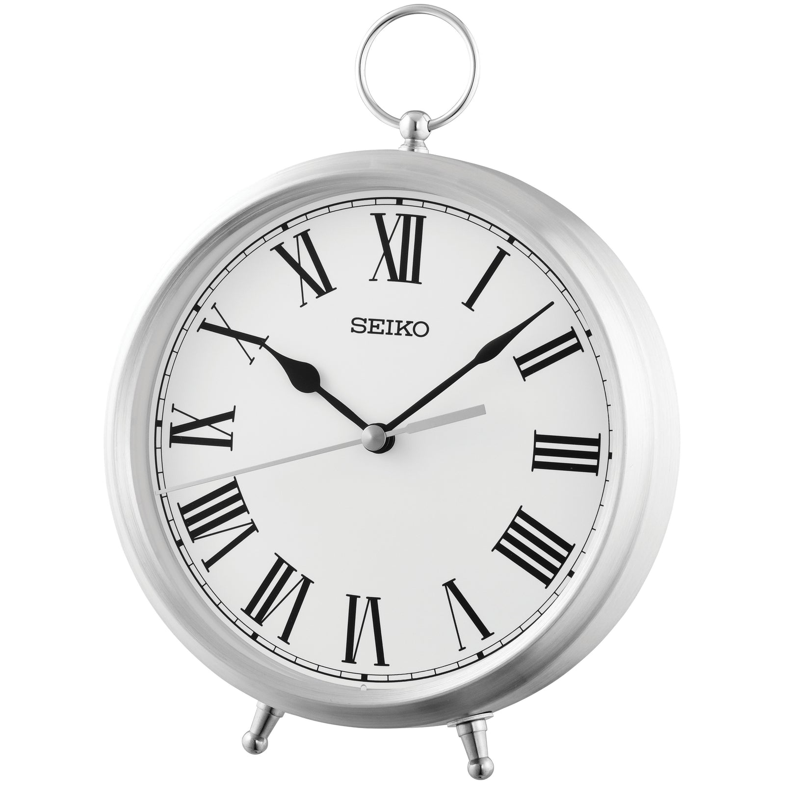 Seiko Beaumont FOB Watch Aluminium Desk Clock Silver 21cm QXG155-S 1