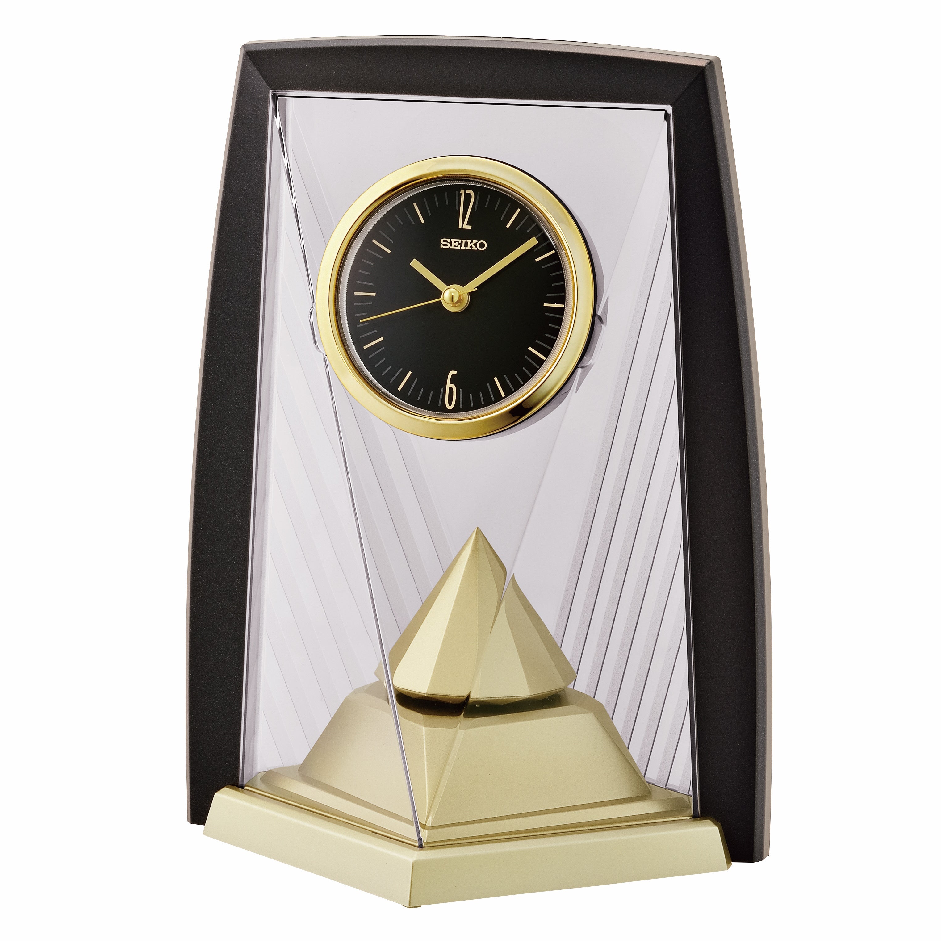 Buy Seiko Claudia Rotating Pendulum Mantel Clock Black Gold 25cm – Oh ...