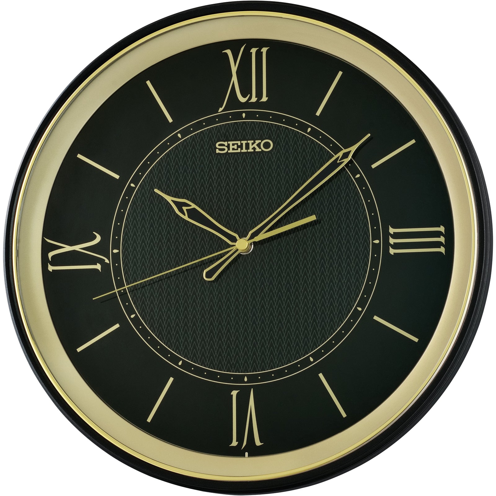 Seiko Herringbone Regal Decorator Wall Clock Black 34cm QXA834-K 1