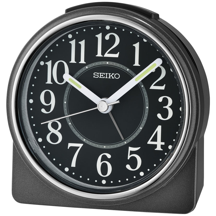 Seiko John Luminous Hands Analog Bedside Alarm Clock Black 9cm QHE198-K 1