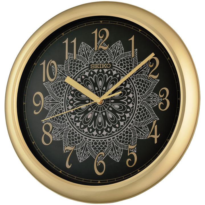 Seiko Lunovia Gold Accent Wall Clock Black 33cm QHA018-G 1