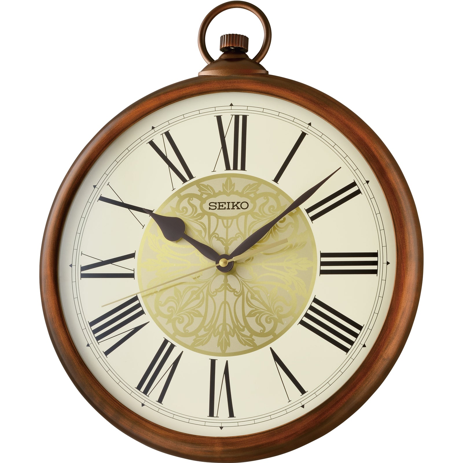 Seiko Montgomery FOB Watch Roman Wall Clock Copper Brown 42cm QXA837-B 1
