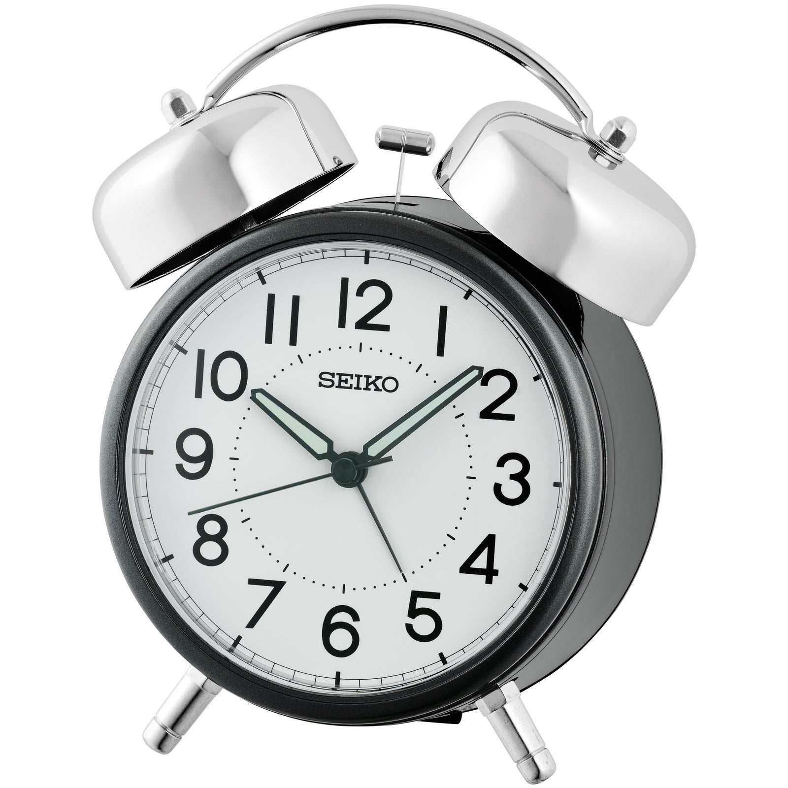 Seiko Sentinel Bedside Twin Bell Luminous Alarm Clock Black 15cm QHK063-K 1