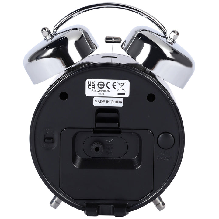 Seiko Sentinel Bedside Twin Bell Luminous Alarm Clock Black 15cm QHK063-K 3