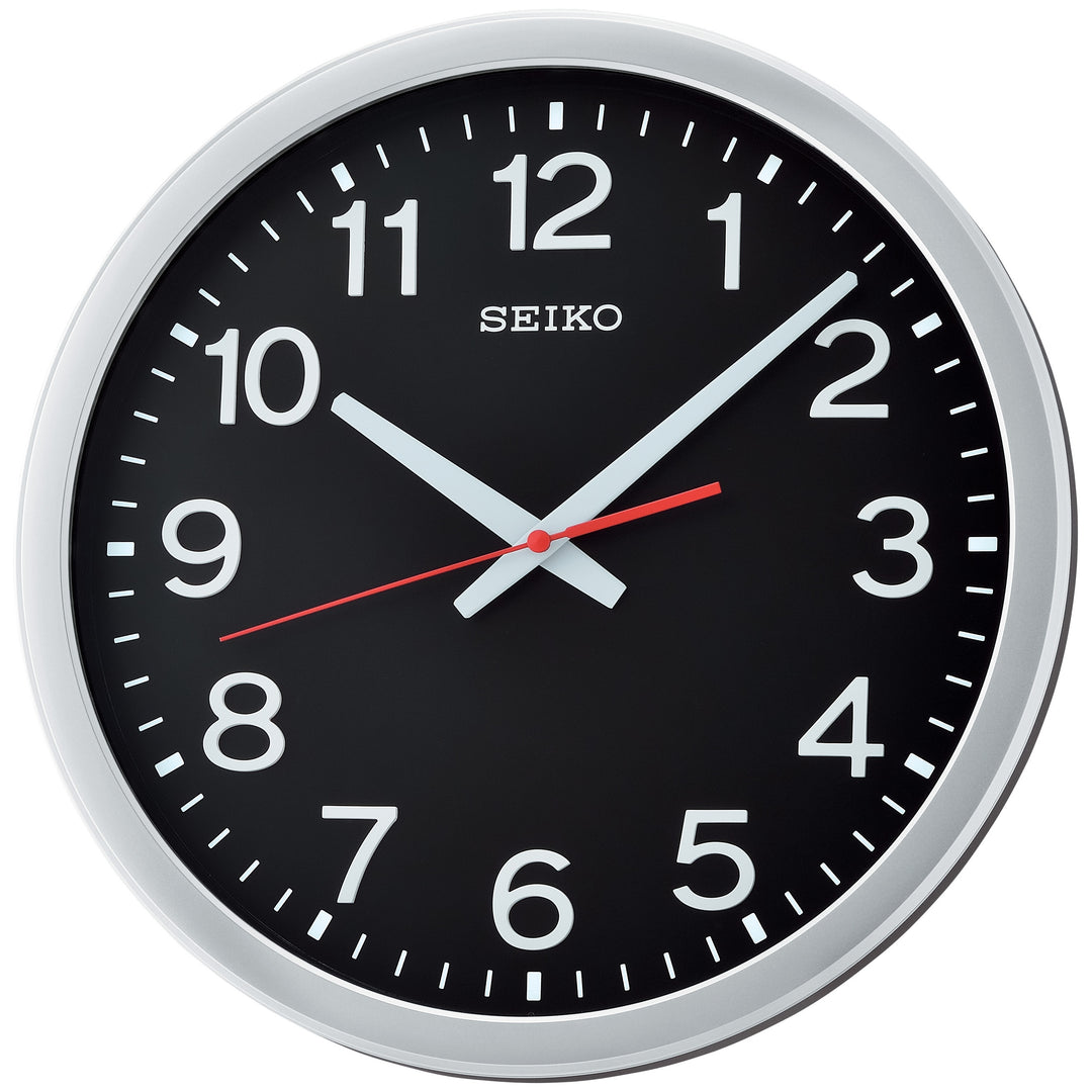Seiko Silver Edge 3D Numbers Wall Clock Black 35cm QXA732-S 1