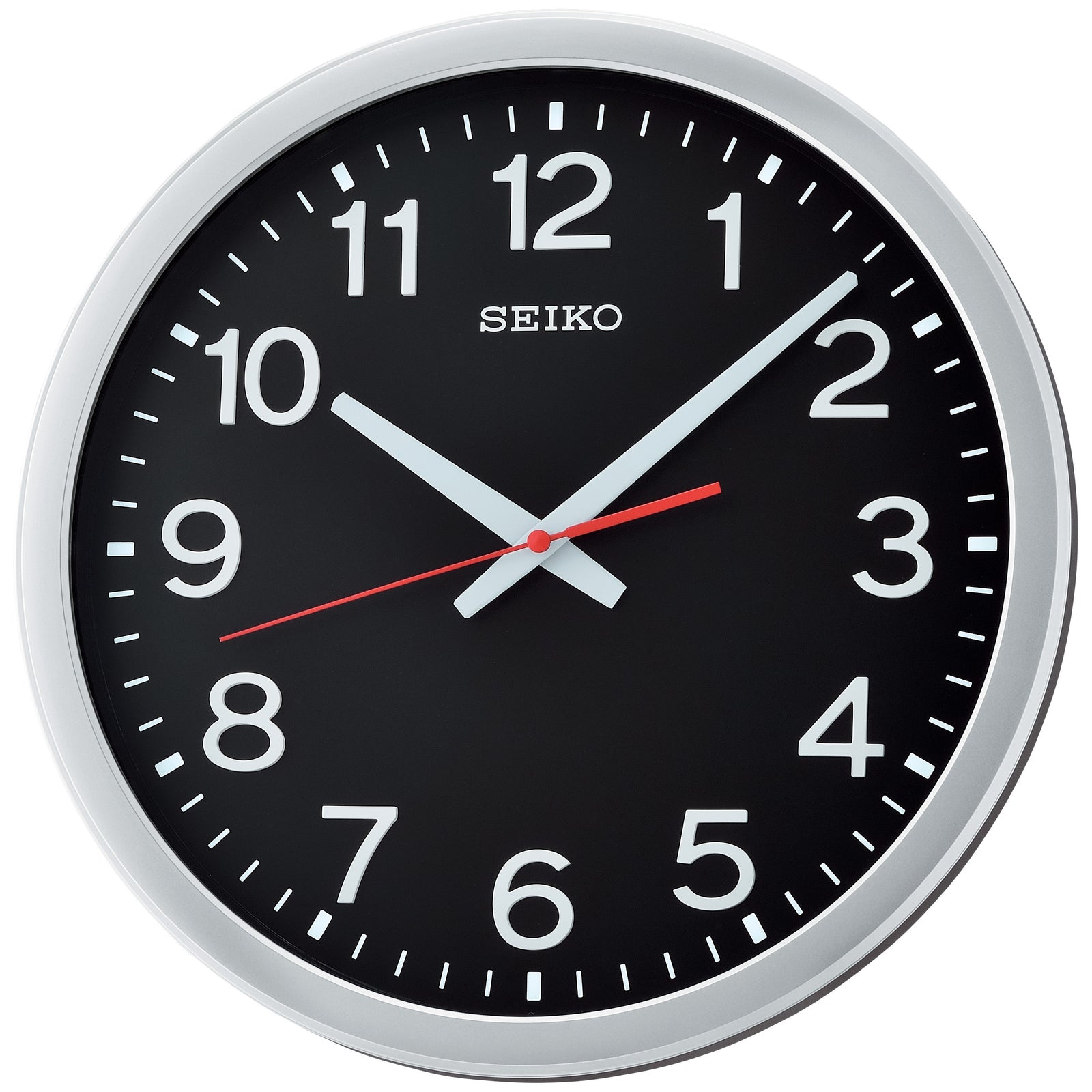 Seiko Silver Edge 3D Numbers Wall Clock Black 35cm QXA732-S 1