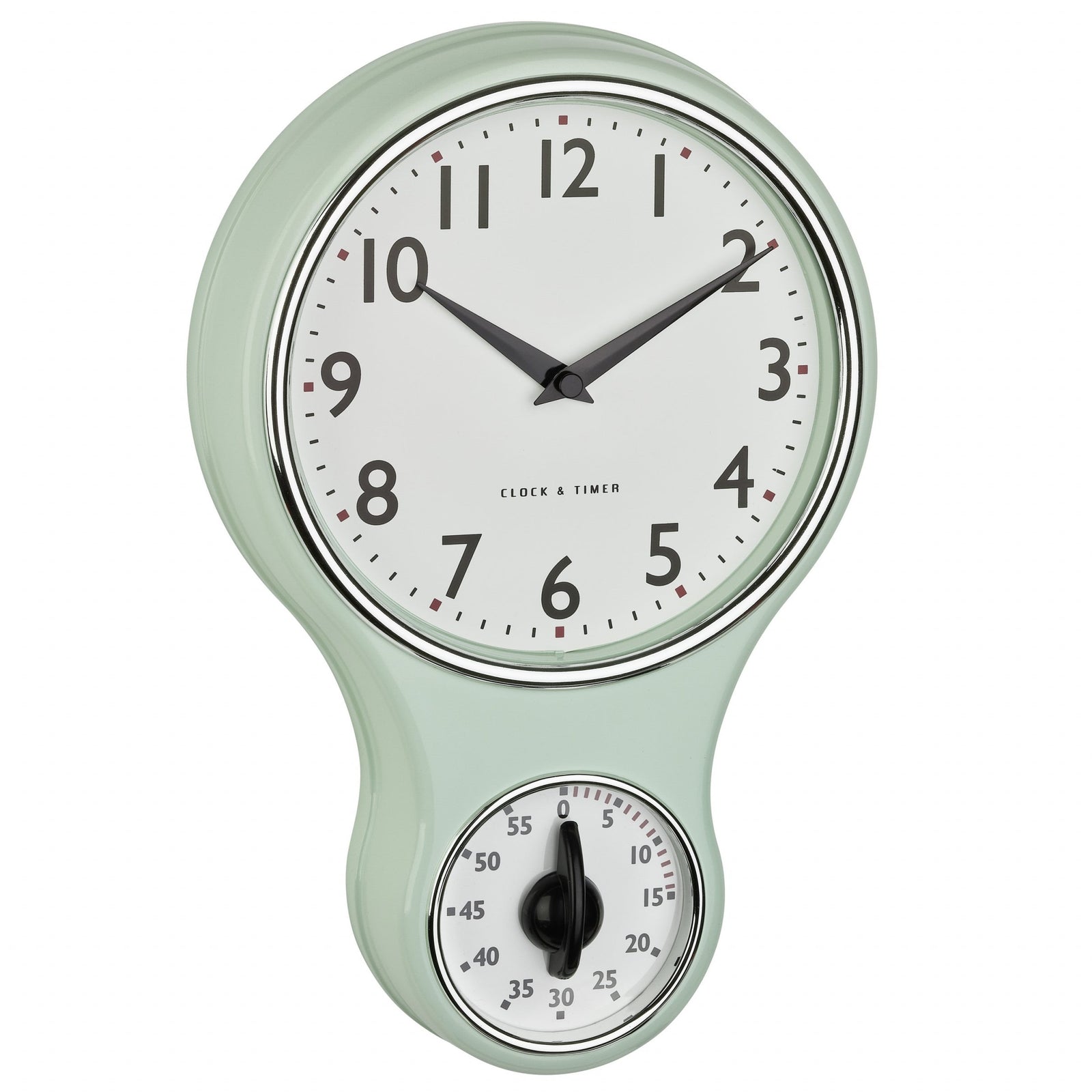 TFA Germany Anna Retro Kitchen Timer Wall Clock Mint Green 30cm 60.3073.20 1