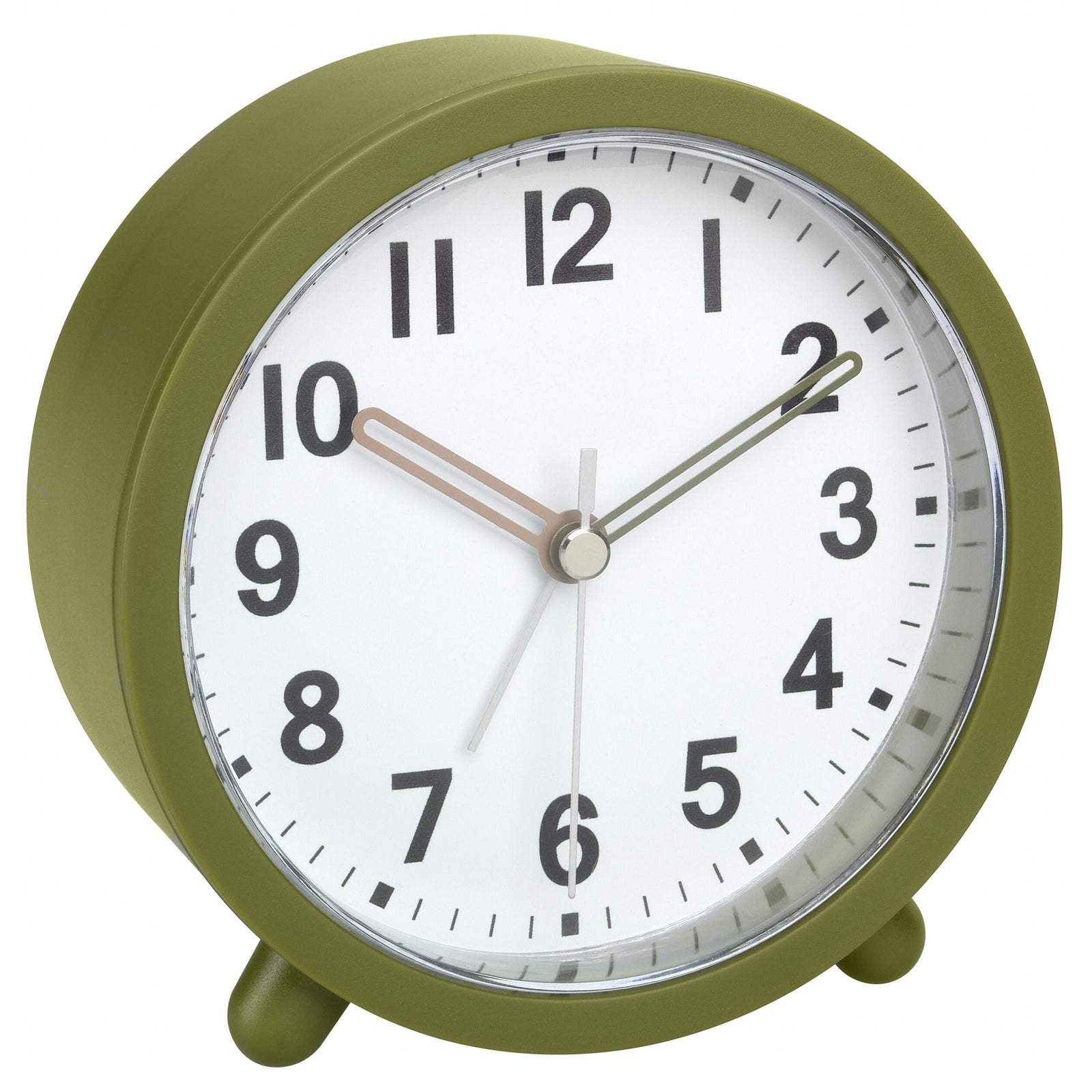 TFA Germany Asher Analog Round Modern Alarm Clock Olive Green 11cm 60.1043.04 1