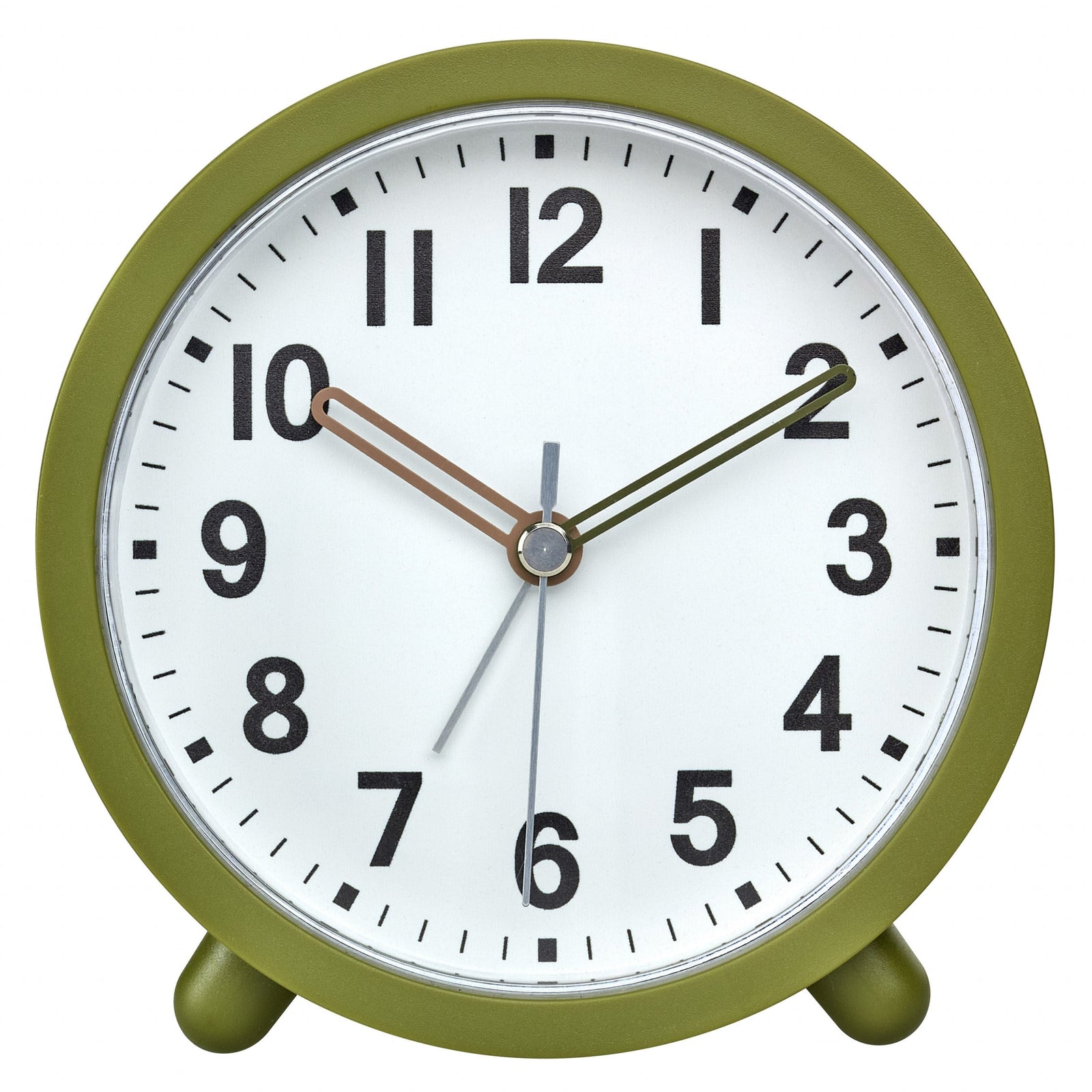 TFA Germany Asher Analog Round Modern Alarm Clock Olive Green 11cm 60.1043.04 2