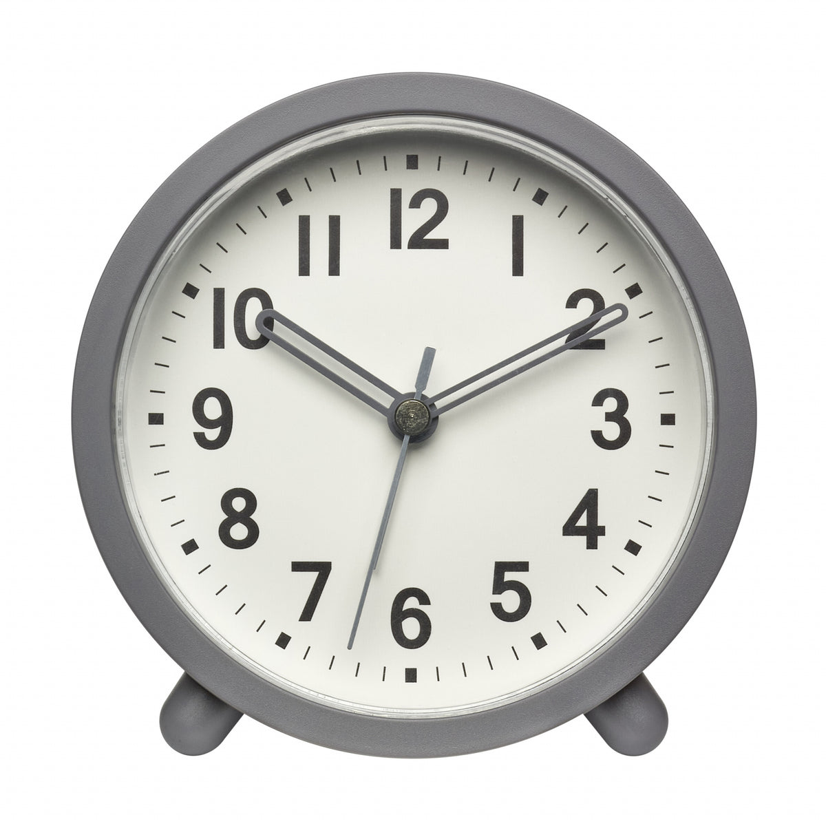 TFA Asher Analogue Round Modern Alarm Clock Grey 11cm 60.1043.10 2