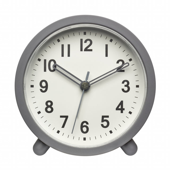 TFA Asher Analogue Round Modern Alarm Clock Grey 11cm 60.1043.10 2