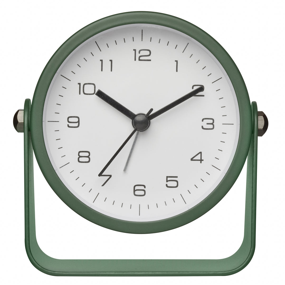 TFA Azure Analogue Rotating Stand Metal Alarm Clock Green 10cm 60.1042.04 2