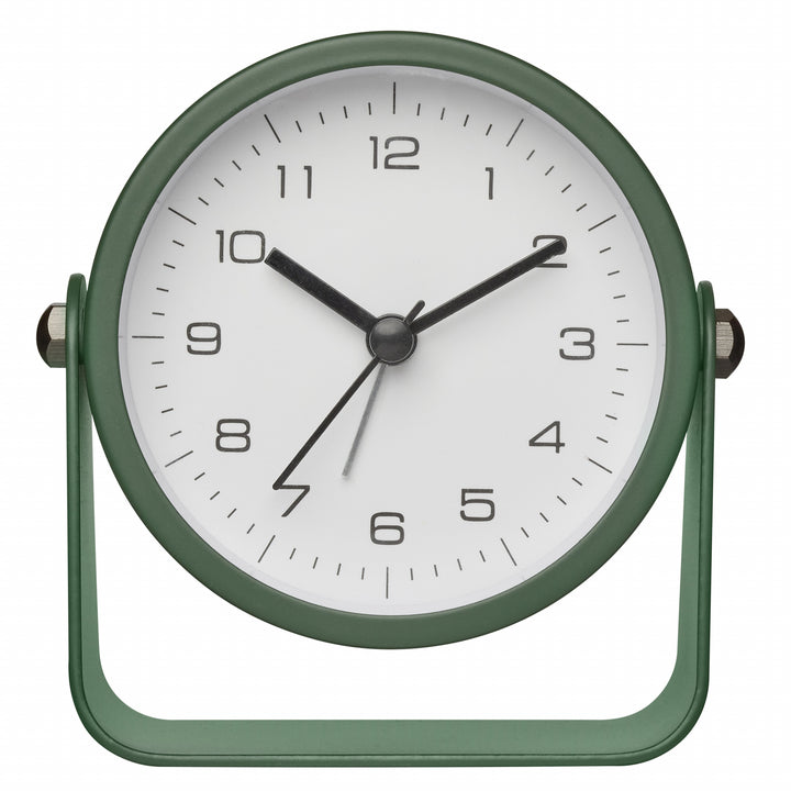 TFA Azure Analogue Rotating Stand Metal Alarm Clock Green 10cm 60.1042.04 2
