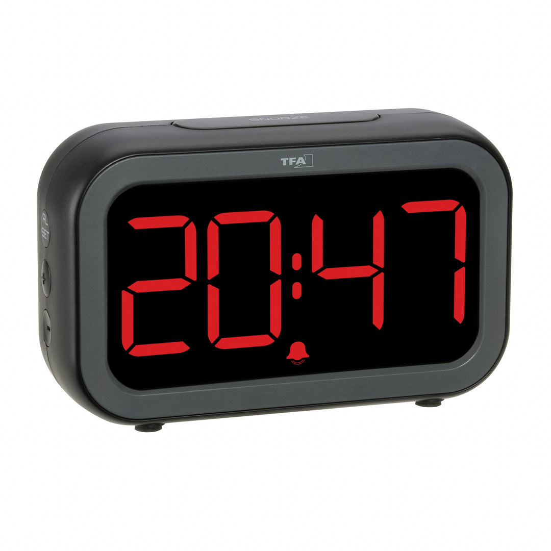TFA Bingo Hybrid USB Rechargeable LCD LED Alarm Clock 13cm 60.2048.01 2