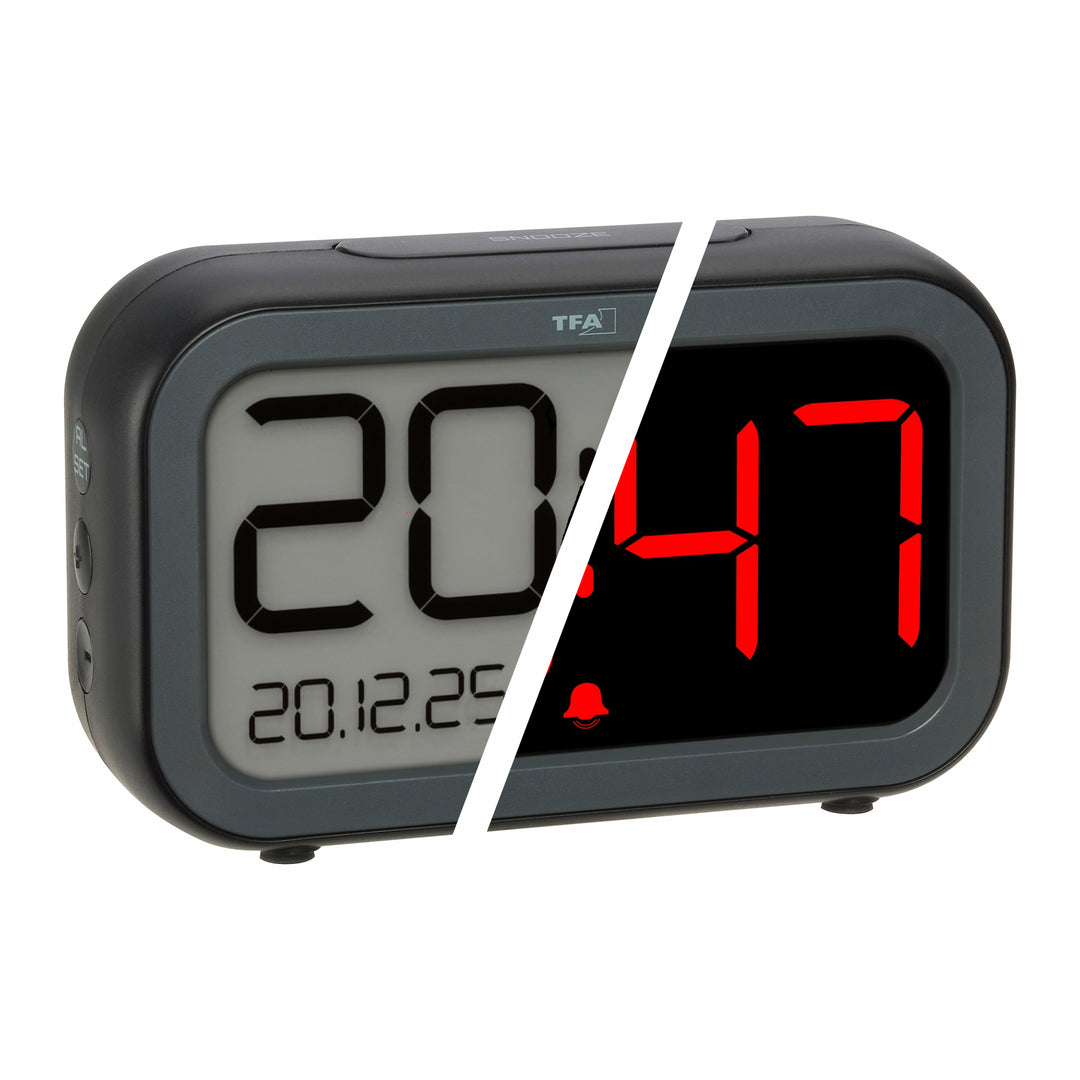 TFA Bingo Hybrid USB Rechargeable LCD LED Alarm Clock 13cm 60.2048.01 3