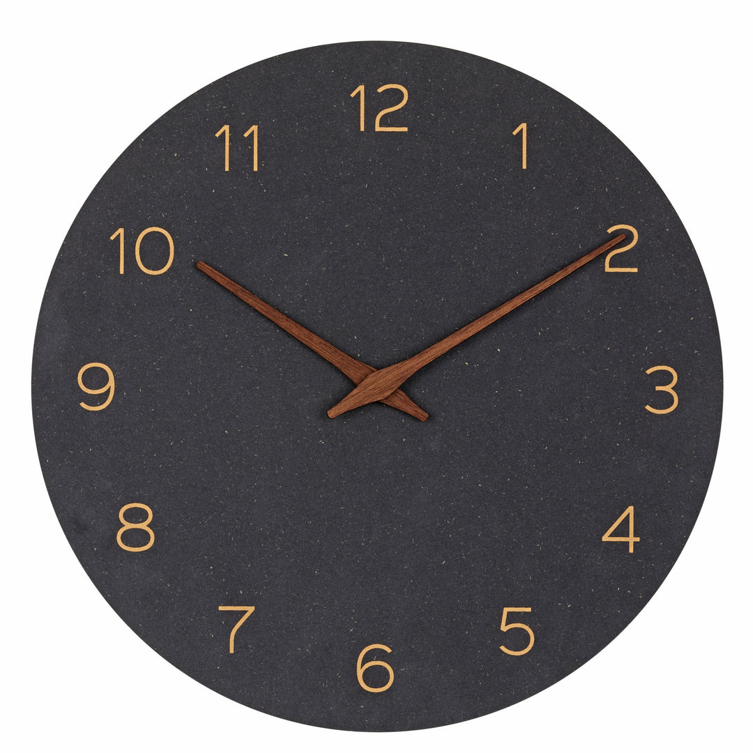 TFA Melany Minimalist Wooden Hands Wall Clock Black 30cm 60.3054.01 2