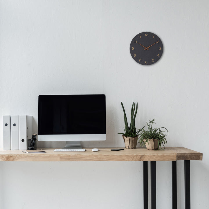 TFA Melany Minimalist Wooden Hands Wall Clock Black 30cm 60.3054.01 5