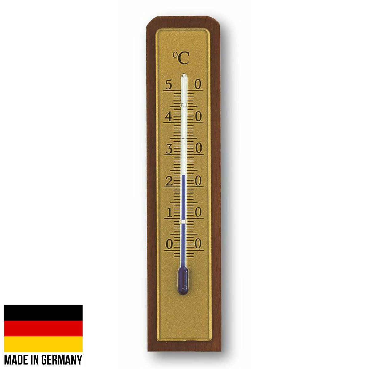 TFA Germany Millie Solid Walnut Wood Analogue Thermometer 13cm 12.1009 1