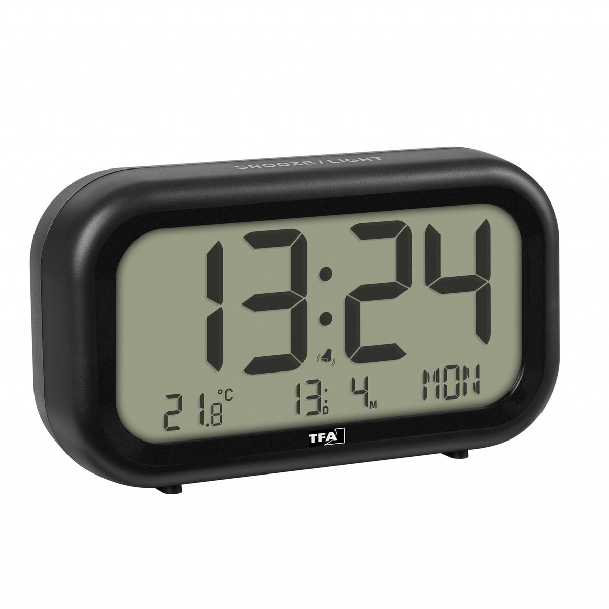 TFA Nocta Digital Day Date Temperature Alarm Clock Black 12cm 60.2052.01 2